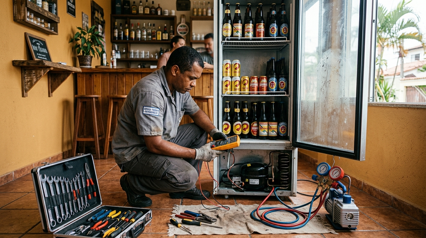 Substituição do termostato de uma cervejeira em São José do Rio Preto‑SP